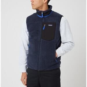 PATAGONIA Classic Retro-X Vest Full Zip Mock Neck Sherpa Fleece Navy Mens Size L